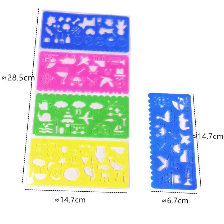 Piece Set of Clear Plastic Puzzle Rulers 