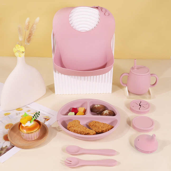 Bpa Free Silicone Baby Feeding Plates Set-مجموعة أطباق تغذية