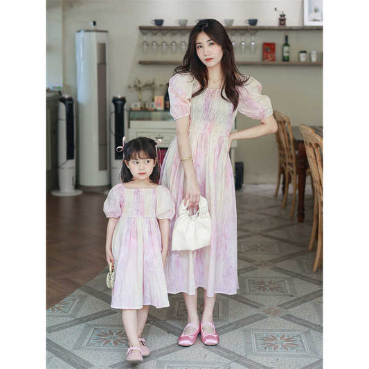 Custom Cotton Mother and Daughter Dresses Clothes for Family Matching Outfits Dress Shirt Parent-Child Family Matching Clothes 