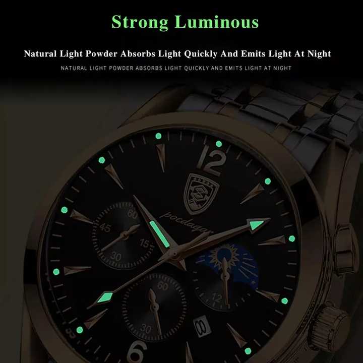 POEDAGAR Men's Watches, Men's Stainless Steel 