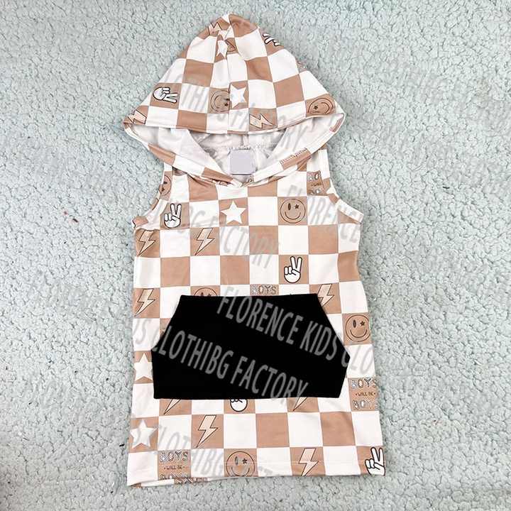 Boys' Shorts Boys' 2-piece clothing set, hooded shirts and shorts 