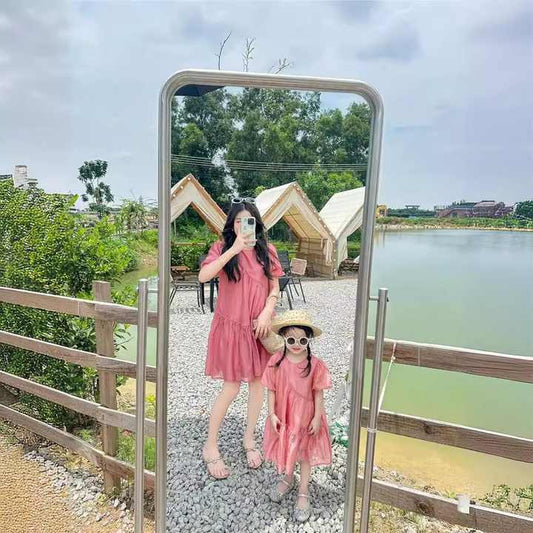 أمي وأنا وردي بذلة جديدة ملابس للوالدين والطفل ملابس عائلي child clothing family clothing