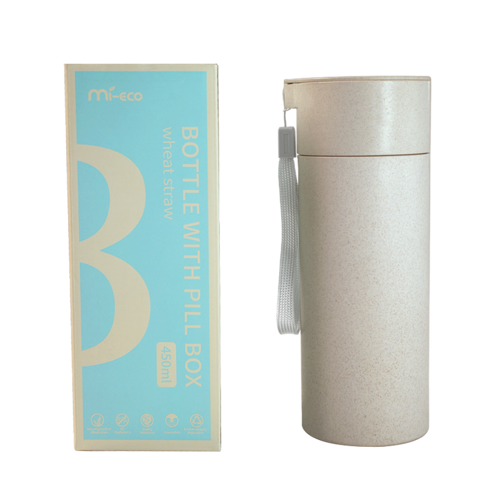 Pill Case with Water Bottle, Portable Bottle, Vitamin 