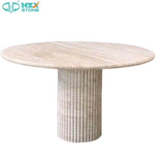 able Kitchen &amp; Restaurant Furniture Home Use Marble Travertine Top Round Natural Stone Dining Table