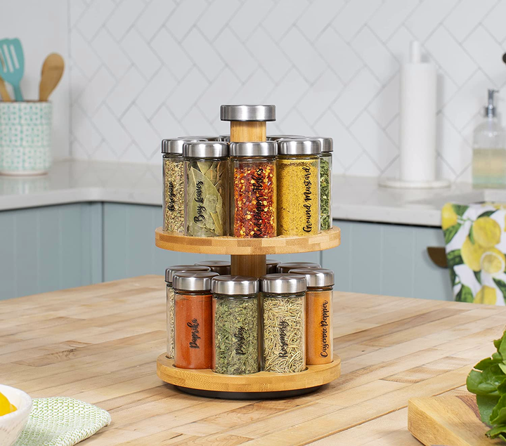 Wooden countertop kitchen organizer. 
