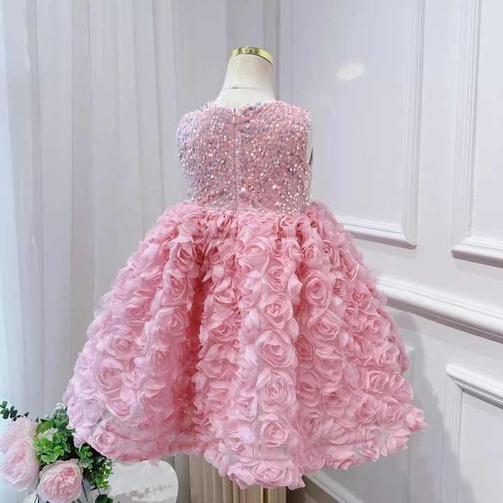 Summer Pink Flower Baby Girl Dresses 