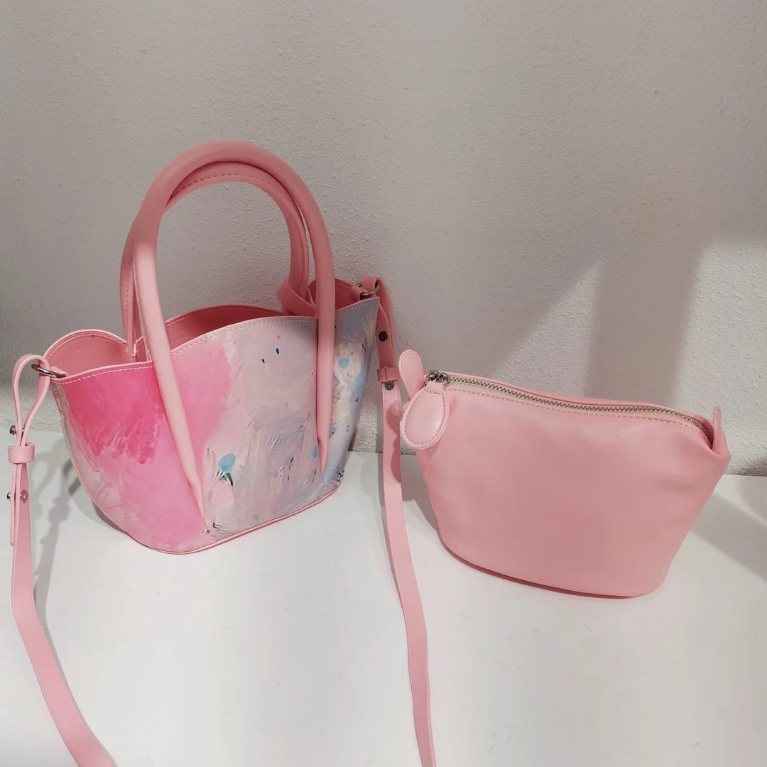 Luxury women's handbags printed with oil paintings 