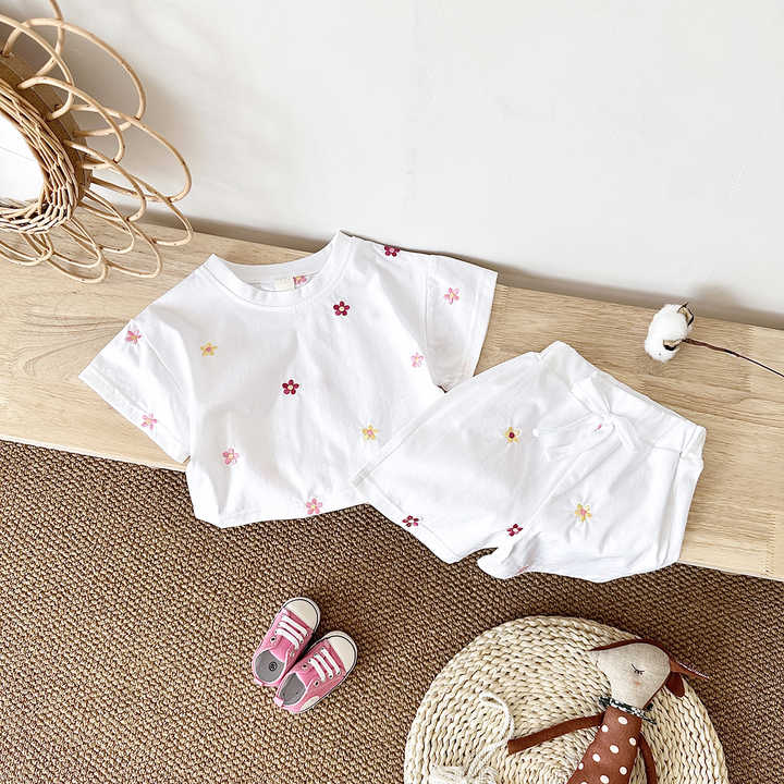 Baby Girl Summer Clothing Kids Floral-Clothing Set 