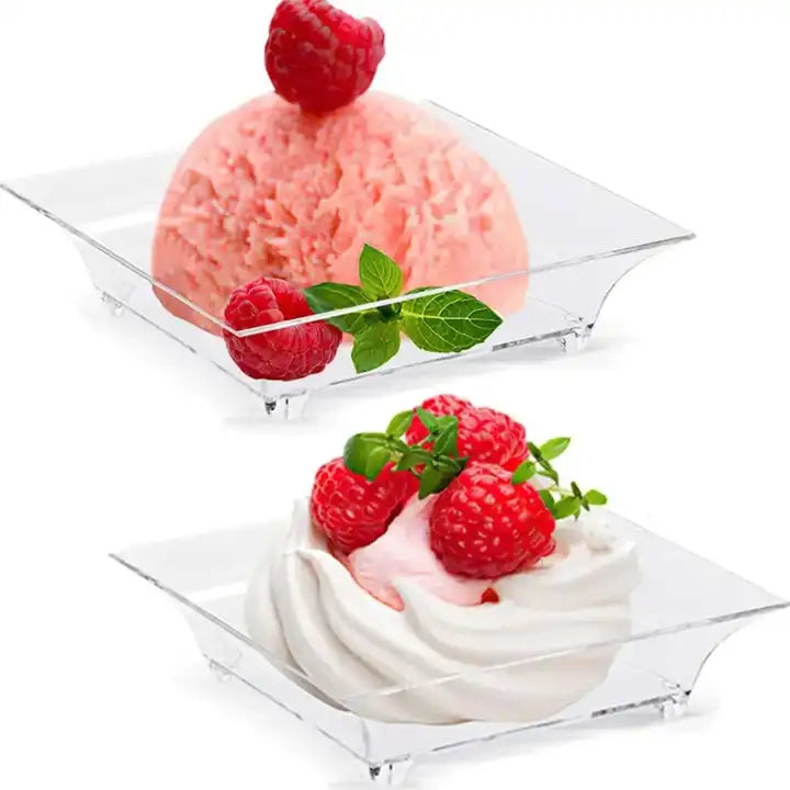 1 oz Small Dessert Plates with Tasting Spoons Square 