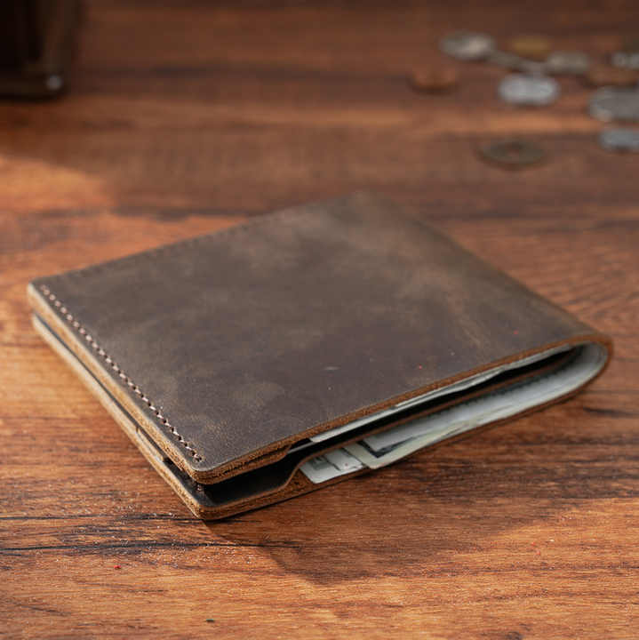 Stylish Top Layer Cowhide Foldable Wallet Genuine 