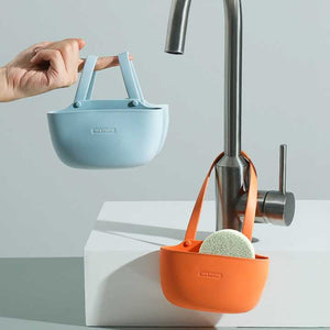الشمال TPR الإسفنج سلة التخزين استنزاف رف رف الصابون حامل فرشاة صنبور شنقا سلة المطبخ الحمام المنظم اللوازم المنزليةNordic TPR Sponge Storage Basket Drain Rack Soap Holder Faucet Brush Hanging Basket Kitchen Bathroom Organizer Home Supplies