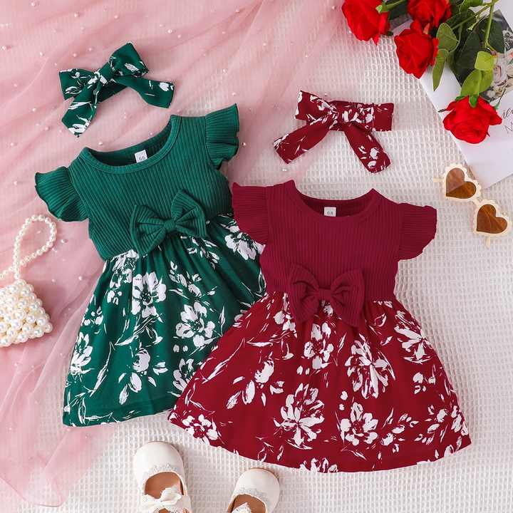 Little Girl Sweet Bow Fly Sleeve Dress Baby 
