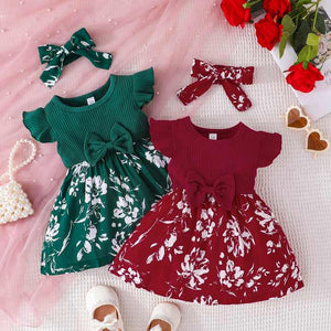 Little Girl Sweet Bow Fly Sleeve Dress Baby 