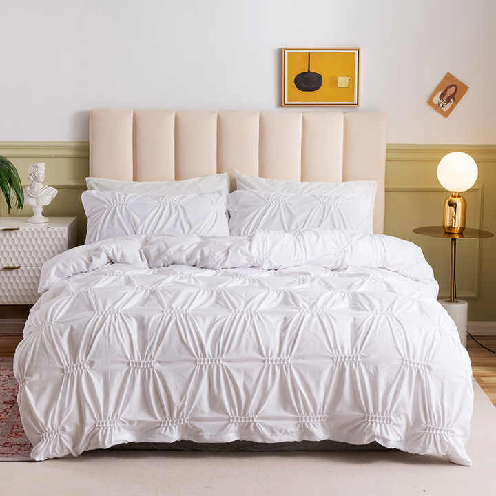 New Scandinavian Style 3 Piece Solid Floral Print Bedspread Set. 