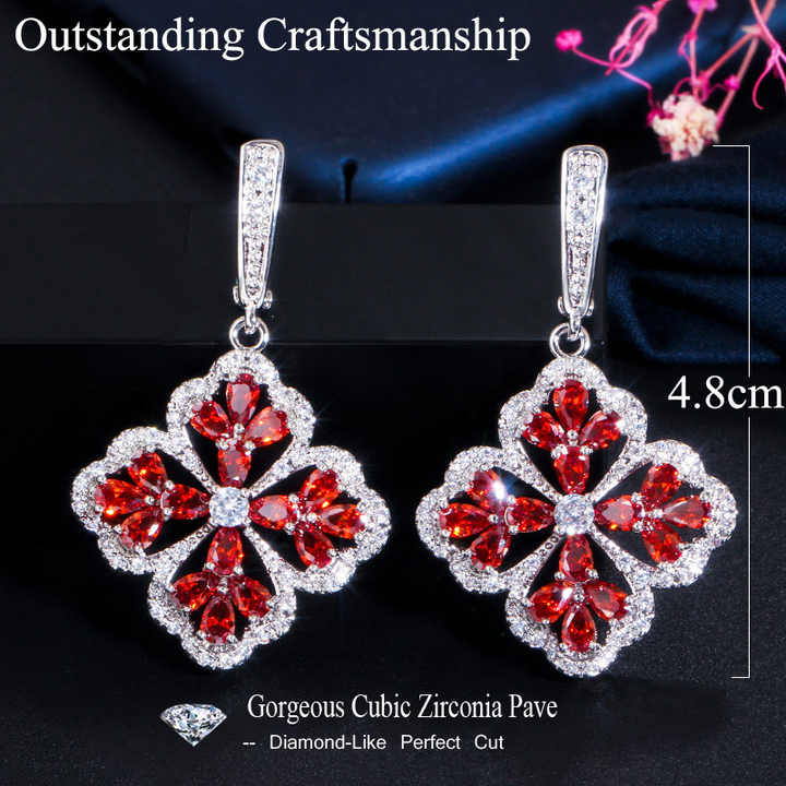 Long dangling zircon earrings 