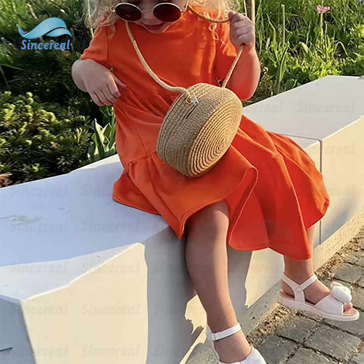 Custom Comfortable Stretch Elegant Summer One Piece Skirt Mother and Daughter Cotton Linen Family Matching Dress 