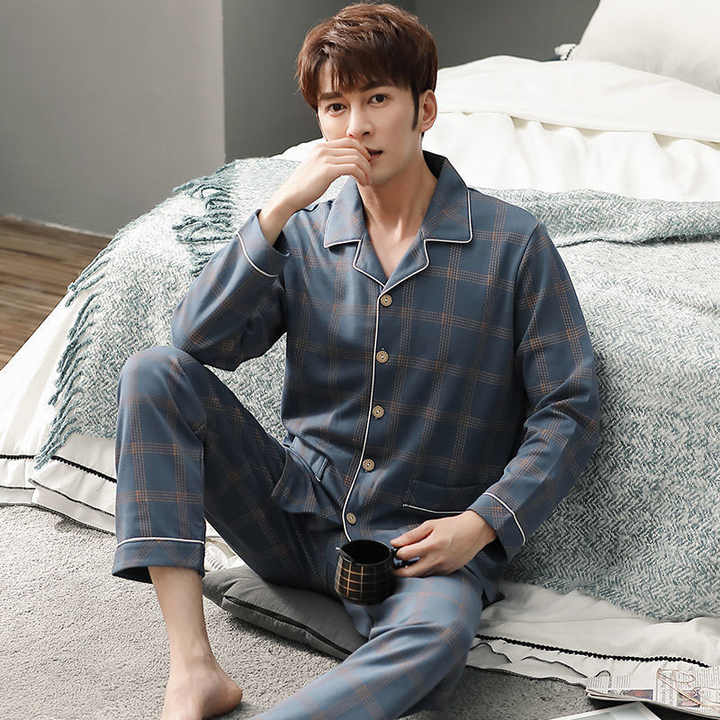 Men's Turn-down Collar Pajama Set, Pajama Set 