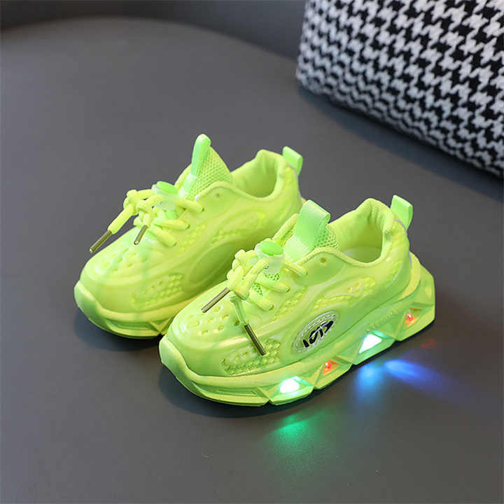 Boys' Sneakers, Toddler Kids' Breathable LED Light Sneakers 