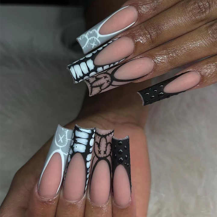 24 قطعة من الأظافر الاصطناعية القصيرة لاصقة من 24 pcs Short False Nails Adhesive