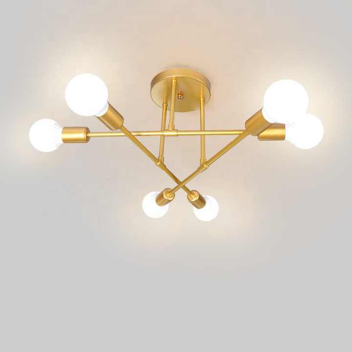 Simple antique six-head ceiling lamp molecular 