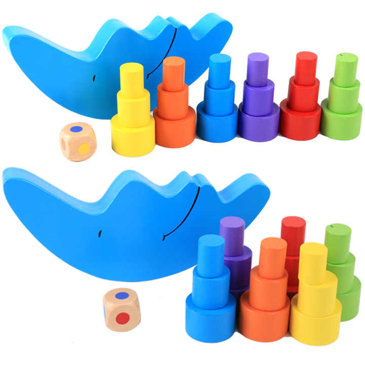Montessori Moon Balance Building Blocks for Education. 