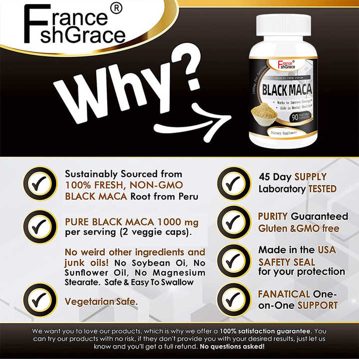 كبسولات قوة الماكا ، كبسولة جذور الماكا السوداء لتعزيز قدرة الرجال على التحملMaca Power Capsules, Black Maca Root Capsule for Men's Stamina Enhancement