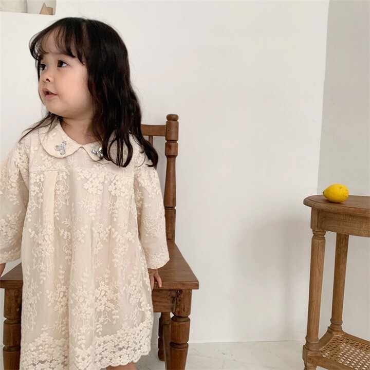Girls' Dresses Autumn Kids Lapel Lace- New Autumn Girls Kids 