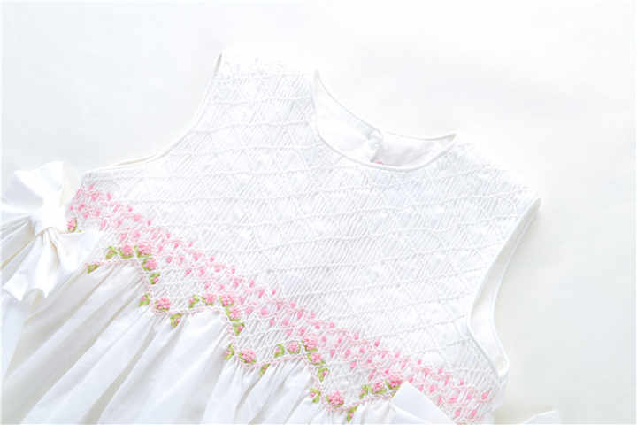 Made Princess Wedding Cotton Kids Clothe- White Christian Dresses for Little Girls 