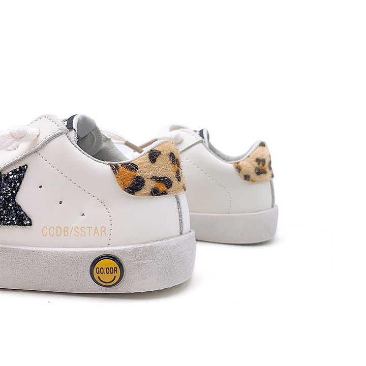 Girls' leopard leather sneakers 