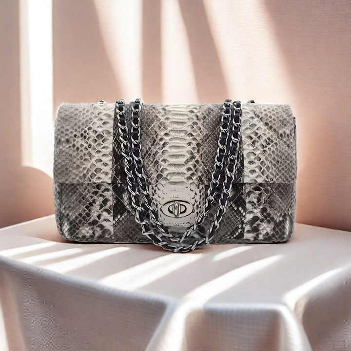 حقيبة نسائية رئيسية كلاسيكية فاخرة للنساء - Women's Classic Luxury Key Bag Genuine Snakeskin Quilted