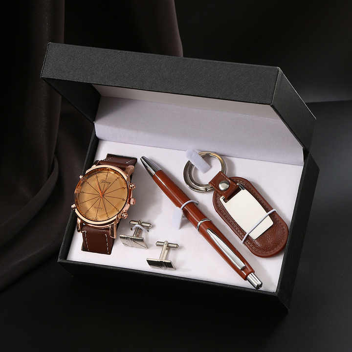 IStapromo الفاخرة المكونة من 4 قطع من . IStapromo Luxury 4 Piece Men's Watch Set with Wallet