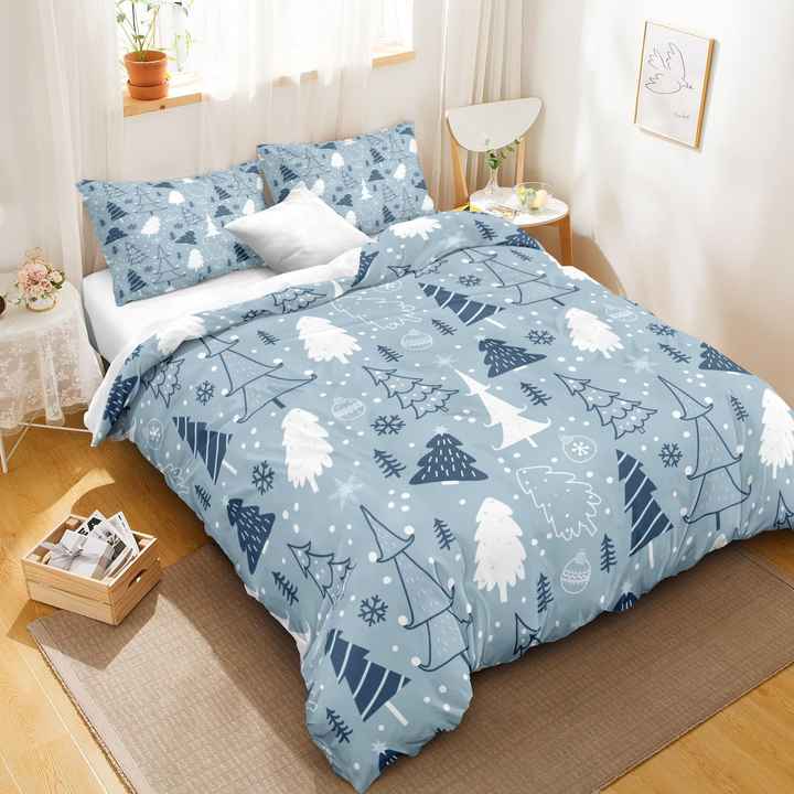 Luxury Crystal Christmas Duvet Cover Set 90g Blue 