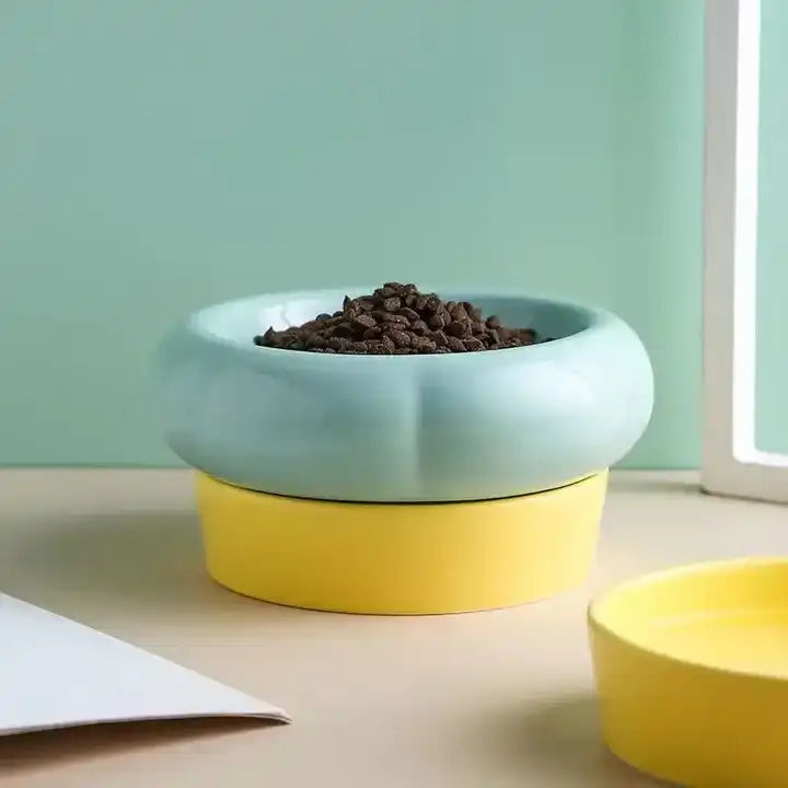 Cute double grain ceramic tray with anti-drip. Bowls and feeders. 