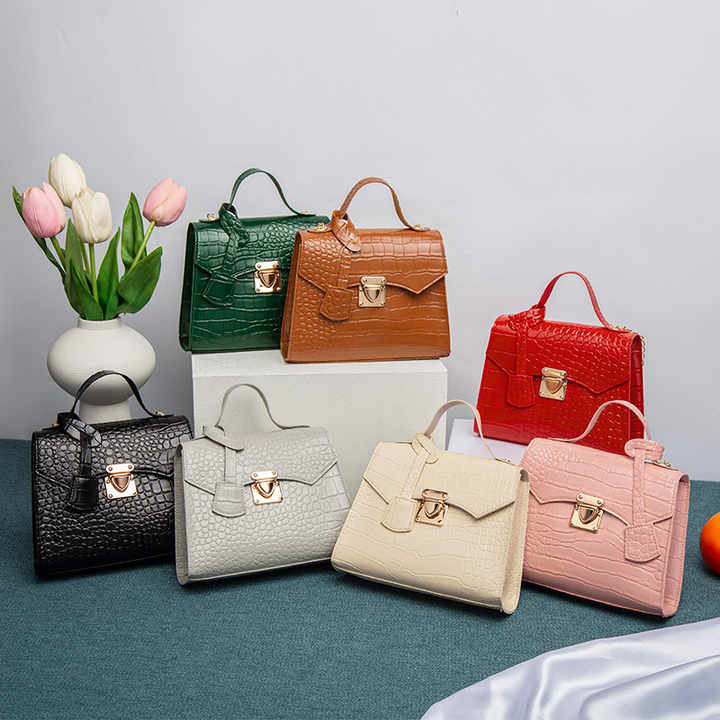 New faux crocodile leather handbag