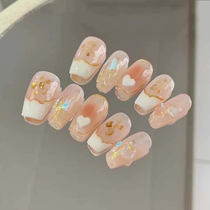 Charming Pink Short Square Artificial Nails 