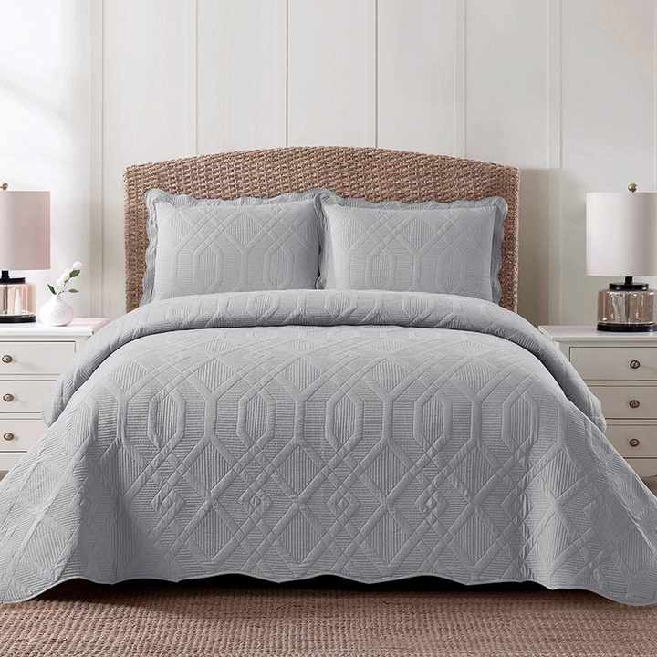 New Washed 3 Piece Set Soft Fleece Embroidered Air Conditioning Bedspread 