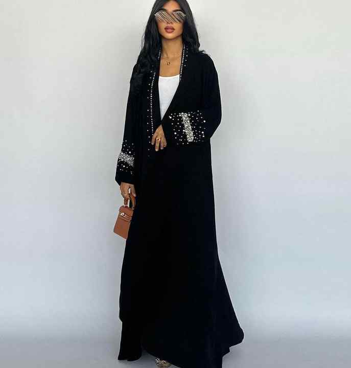 Black rhinestone abaya 