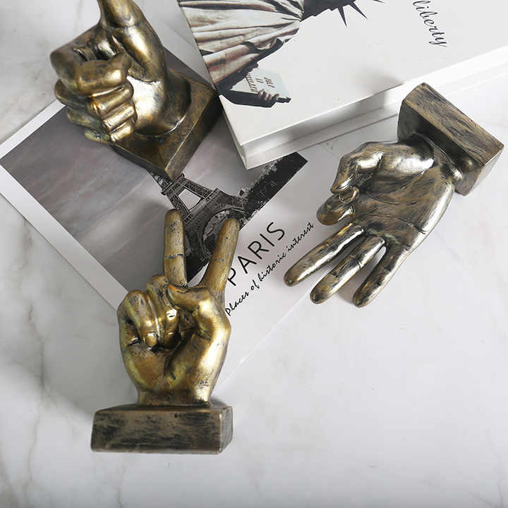 Resin Hand Finger Gesture Office Sculpture Statue. 