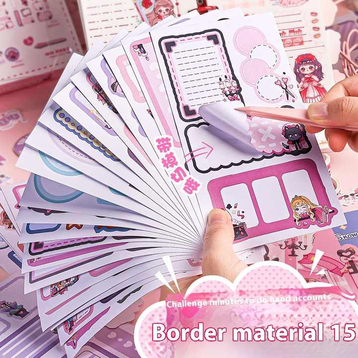 Cute Girl Heart Shaped Notebook Set with Inlaid Design 