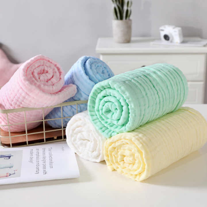 6 Layers Chunky Muslin Natural Cotton Breathable Skin Friendly Chunky Wrap Ultra Soft Absorbent Baby Bath Blanket Towel Swaddle Blankets 