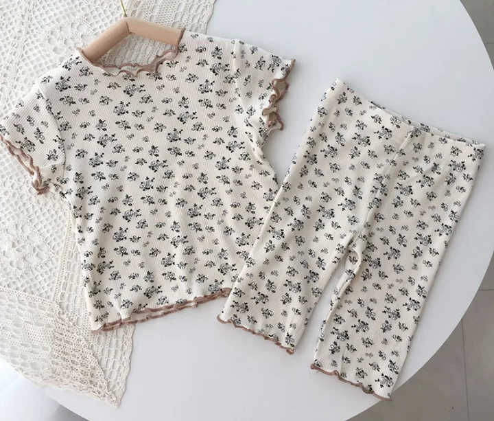 Conison 0-12 Years Baby Girls Floral Print Sleepwear Fashion Shorts Outfits Kids Shorts Set Summer Sale Hot Sale 