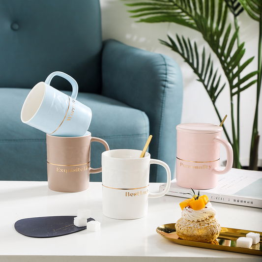 Four Color Options Round Cylinder-Ceramic Coffee and Tea Mug 