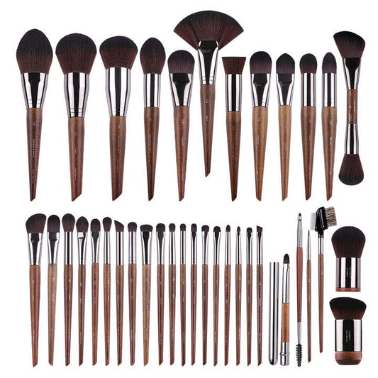 MUF 37 Series High Quality Aluminum Vegan Makeup Brushes with Wooden Handle Vegan Makeup Brushes Wholesale from Factory 
