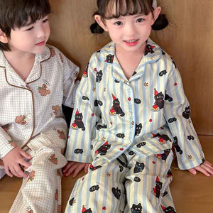 Children's Homewear Lovely Loose Sleepwear 2 Sets Breathable Cotton Long Sleeve Pajamas for Kids OEM 