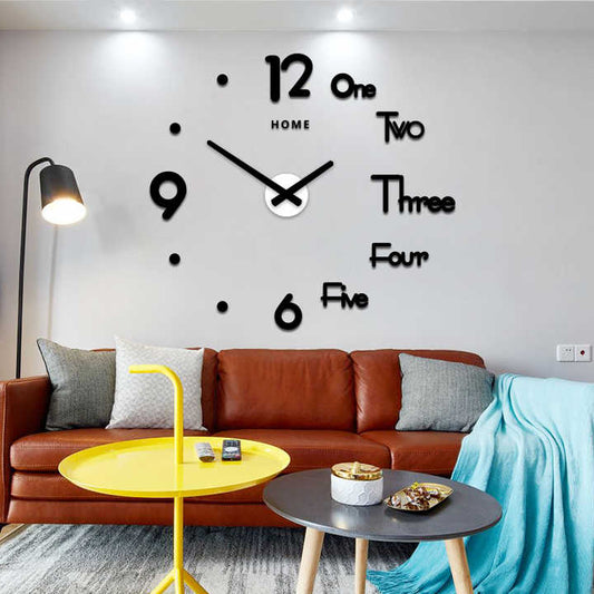 Large Frameless Wall Clock Modern Design Home Decor 