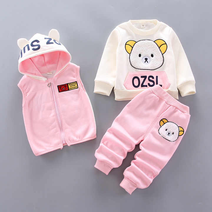 Thickened Cartoon Bear Print Children's Suit Spring 