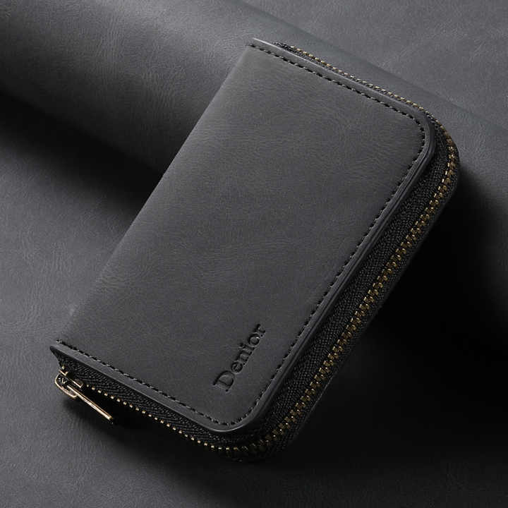 RFID Blocking Zip Wallet with Multiple Card Slots _ Faux 
