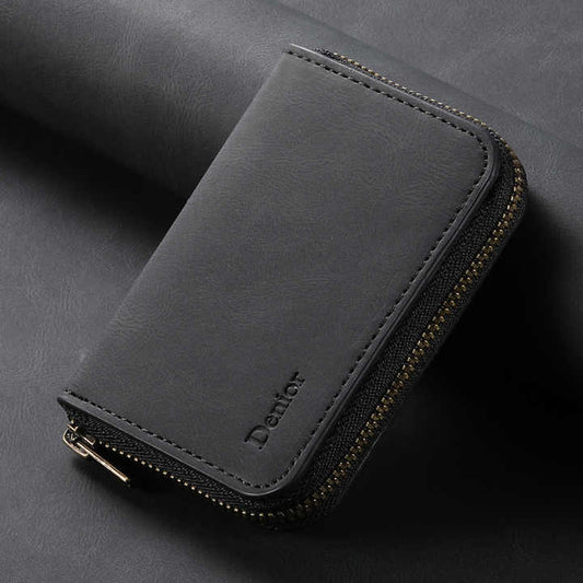 RFID Blocking Zip Wallet with Multiple Card Slots _ Faux 