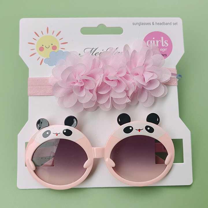 مجموعة نظارات شمسية للأطفال عصابة رأس . Kids Sunglasses Set Headband Eye Protection Cute