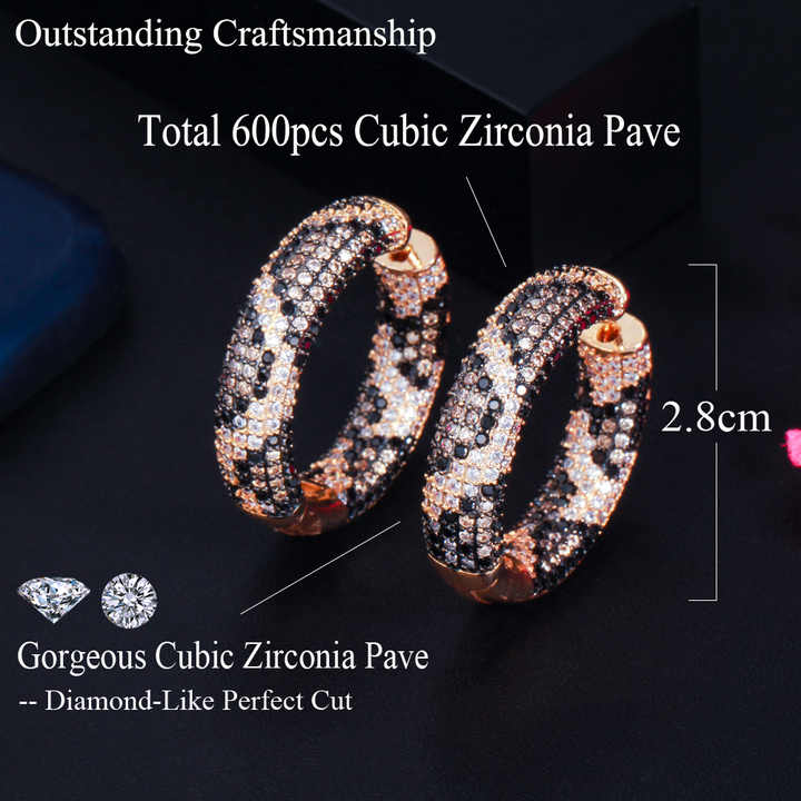 أقراط أذن فاخرة بتصميم دائري كبير على شكل ثعبان ونمرLuxury Big Circle Snake Tiger Earrings